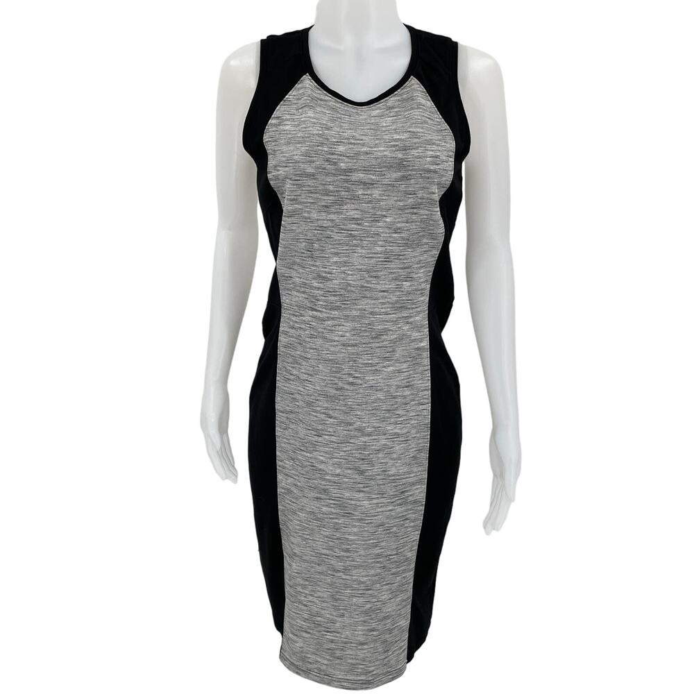 Athleta Gray Black Sleeveless Slimming V-Neck Women's Dress M